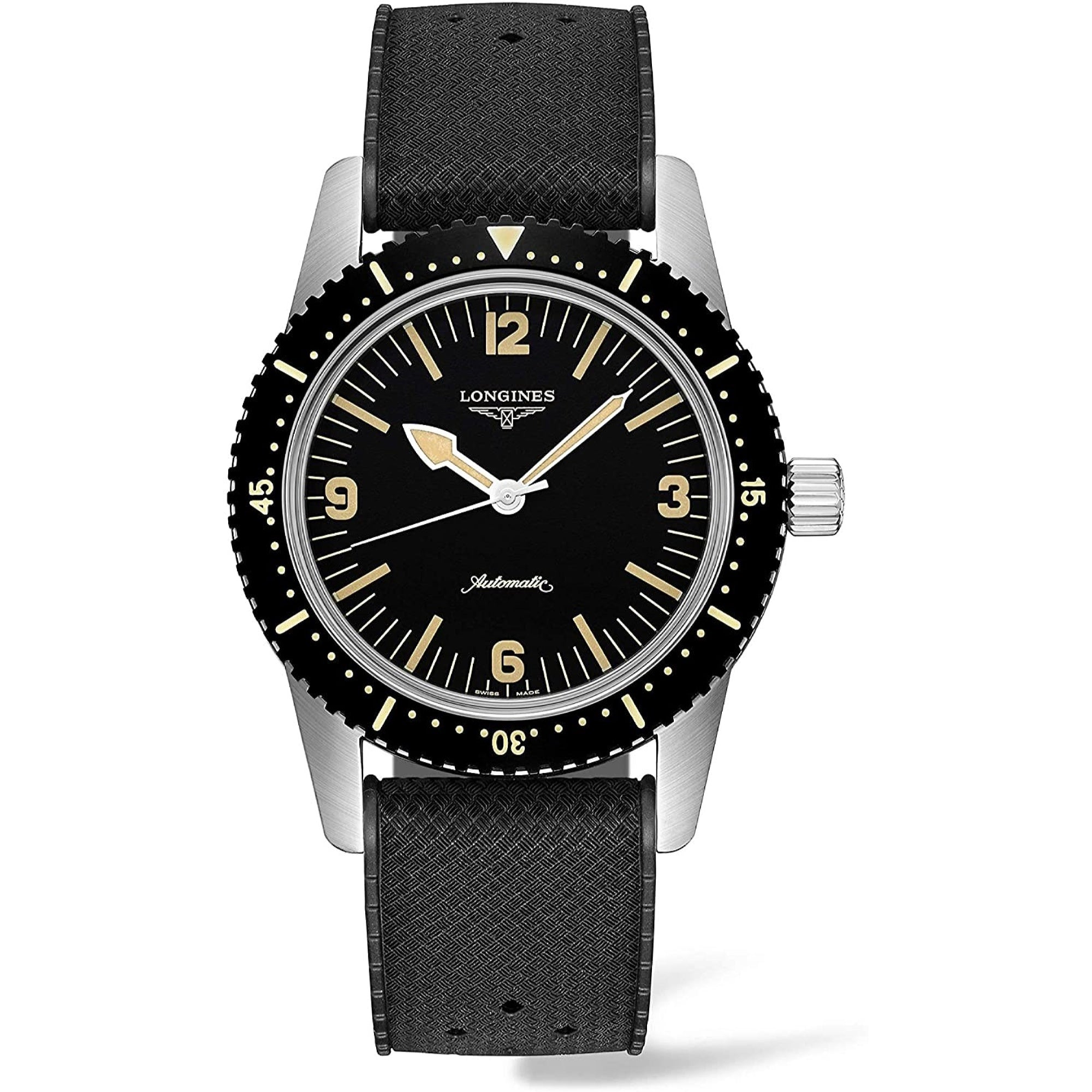 【Super Clone】Longines Men's L2.822.4.56.9 Skin Diver Black Rubber Watch