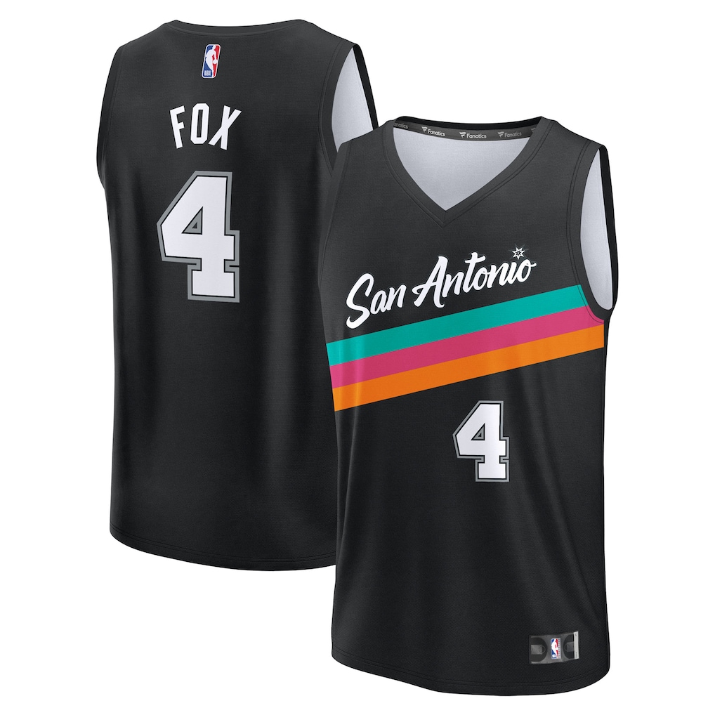 Men's San Antonio Spurs De'Aaron Fox Fanatics Black 2025/26 City Edition Fast Break Jersey