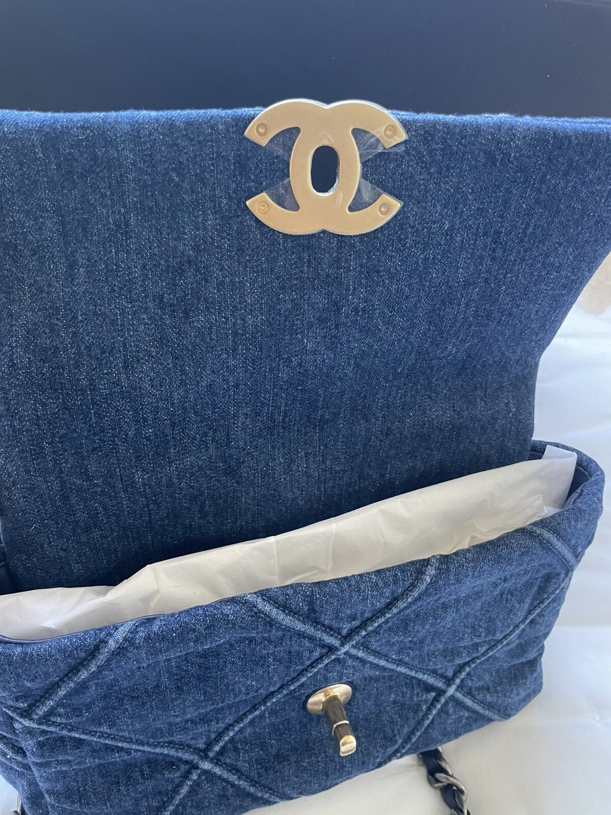 Chanel 19 Flap Denim Bag Blue 26cm/10.2in
