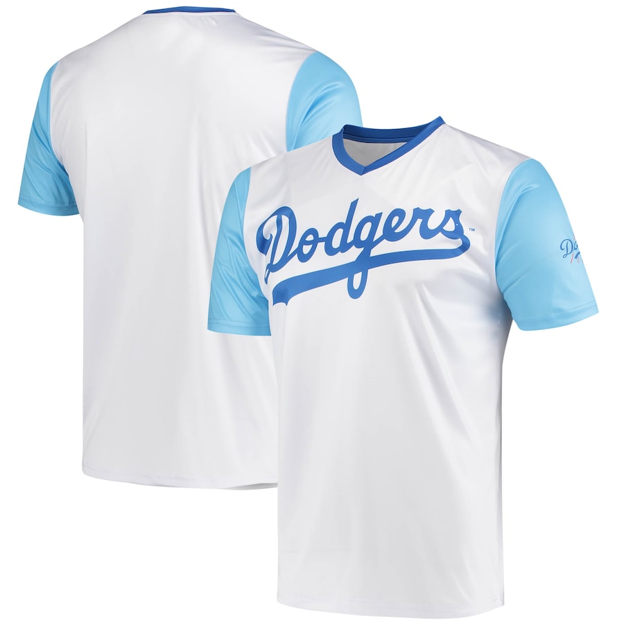Los Angeles Dodgers Stitches Cooperstown Collection Wordmark V-Neck Jersey White