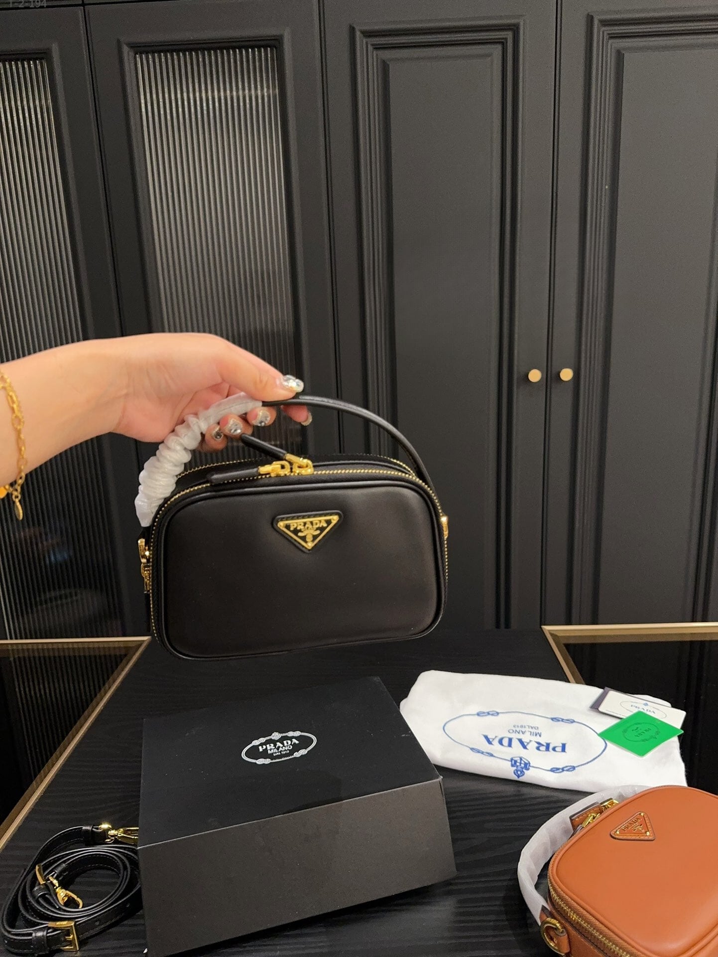 Prada Odette Leather Mini Bag Black 18Cm