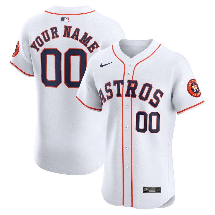 Houston Astros Home Elite Custom Patch Jersey White