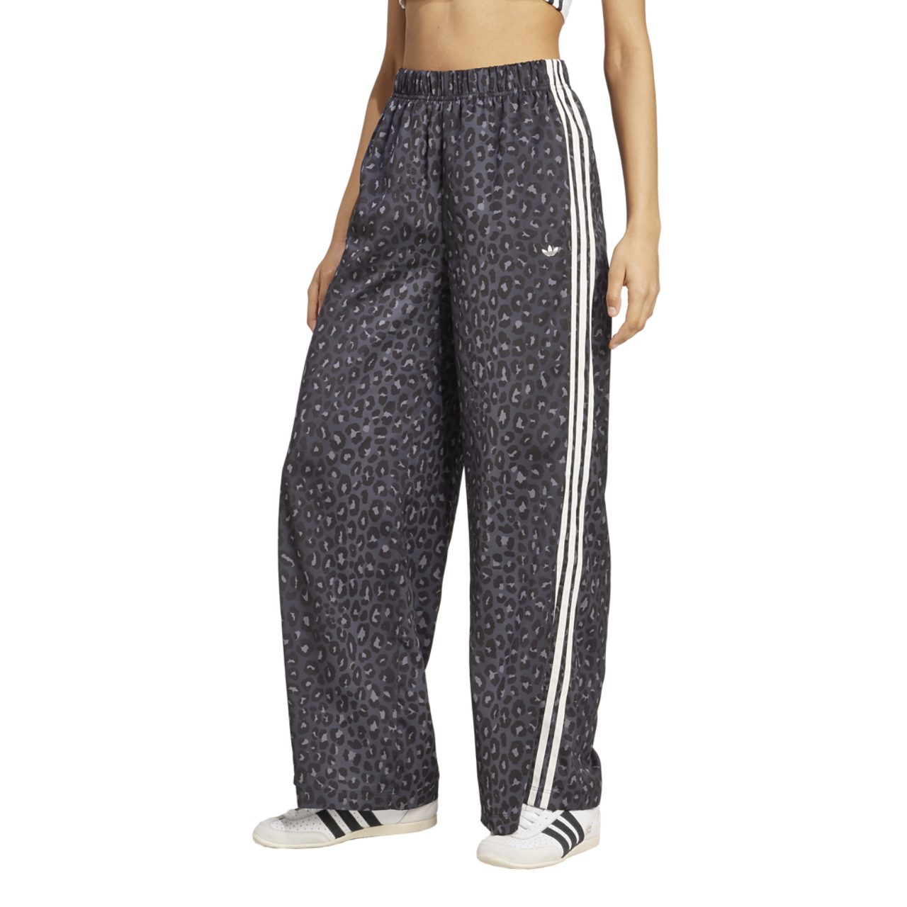 adidas Leopard Print Wide Leg Satin Pants