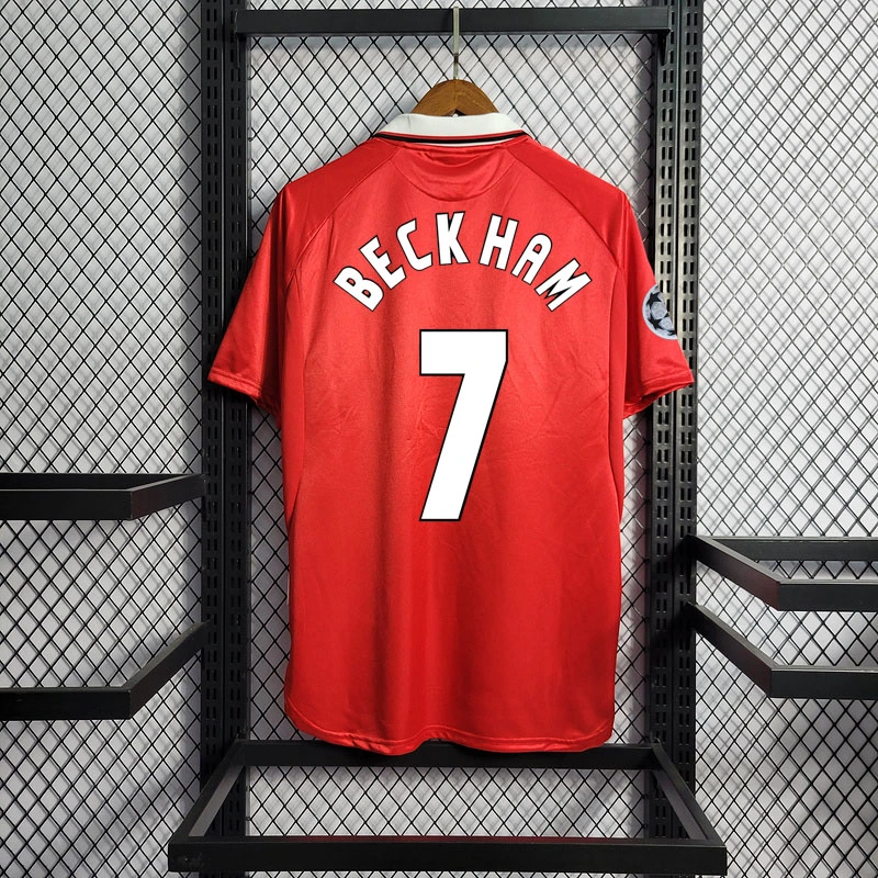 Retro 1999-00 Manchester United Home BECKHAM GIGGS KEANE SHERINGHAM  Football jersey retro