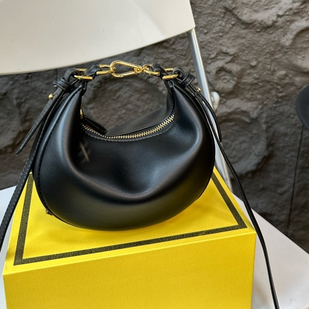 Fendi Fendigraphy Mini Leather Bag Black 20Cm