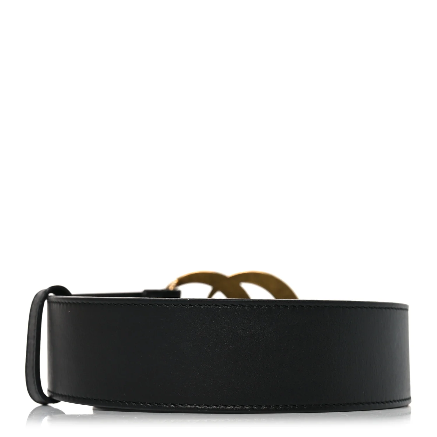 Moon Calfskin Pearl Double G 40mm Belt 80 32 Black Cream