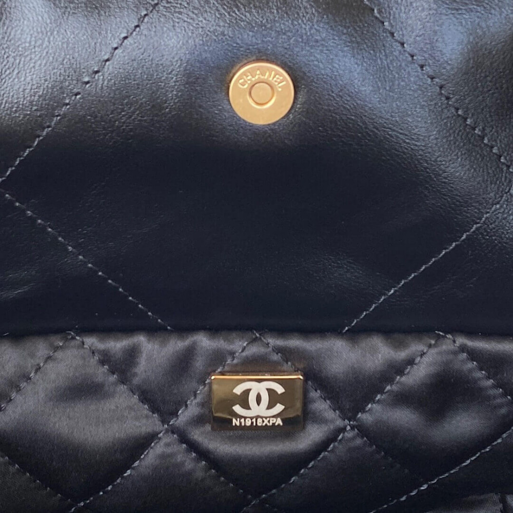 Chanel 22 Small Handbag Shiny Calfskin Black Gold