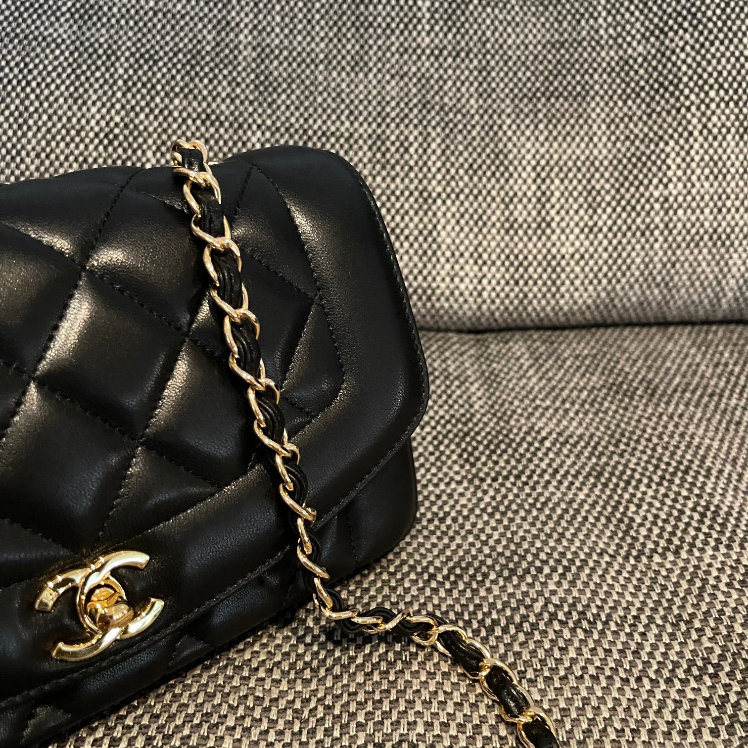 Vintage Classic Flap Black Quilted Lambskin Bag with Gold-Tone Hardware