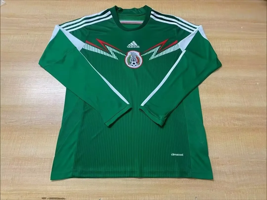 Retro 2014 Mexico Long Sleeve Home football jersey Retro