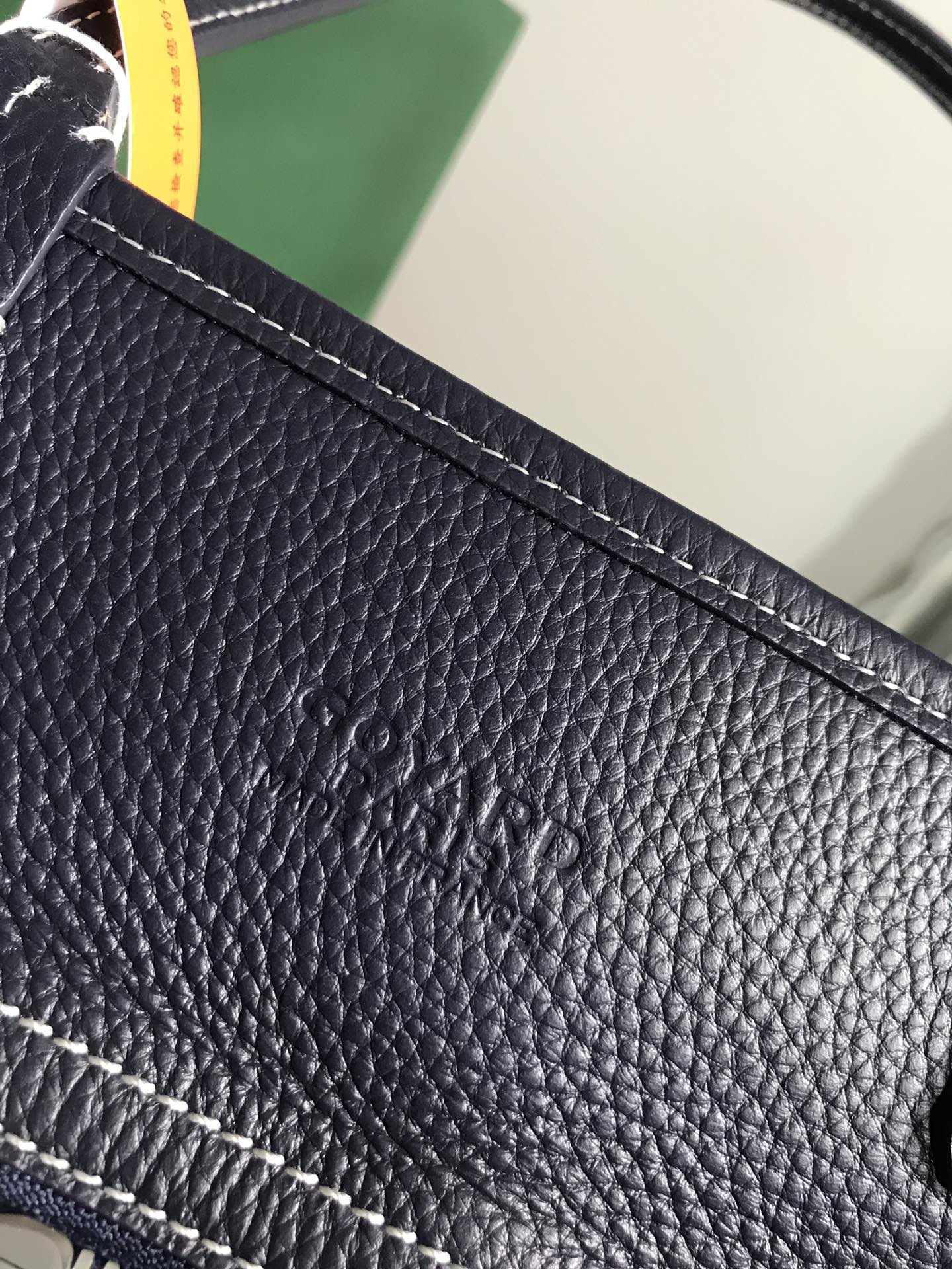 Goyard Hardy Pm Bag 40 Cm Navy Blue Goyardine Canvas And Black Taurillon Leather Trim