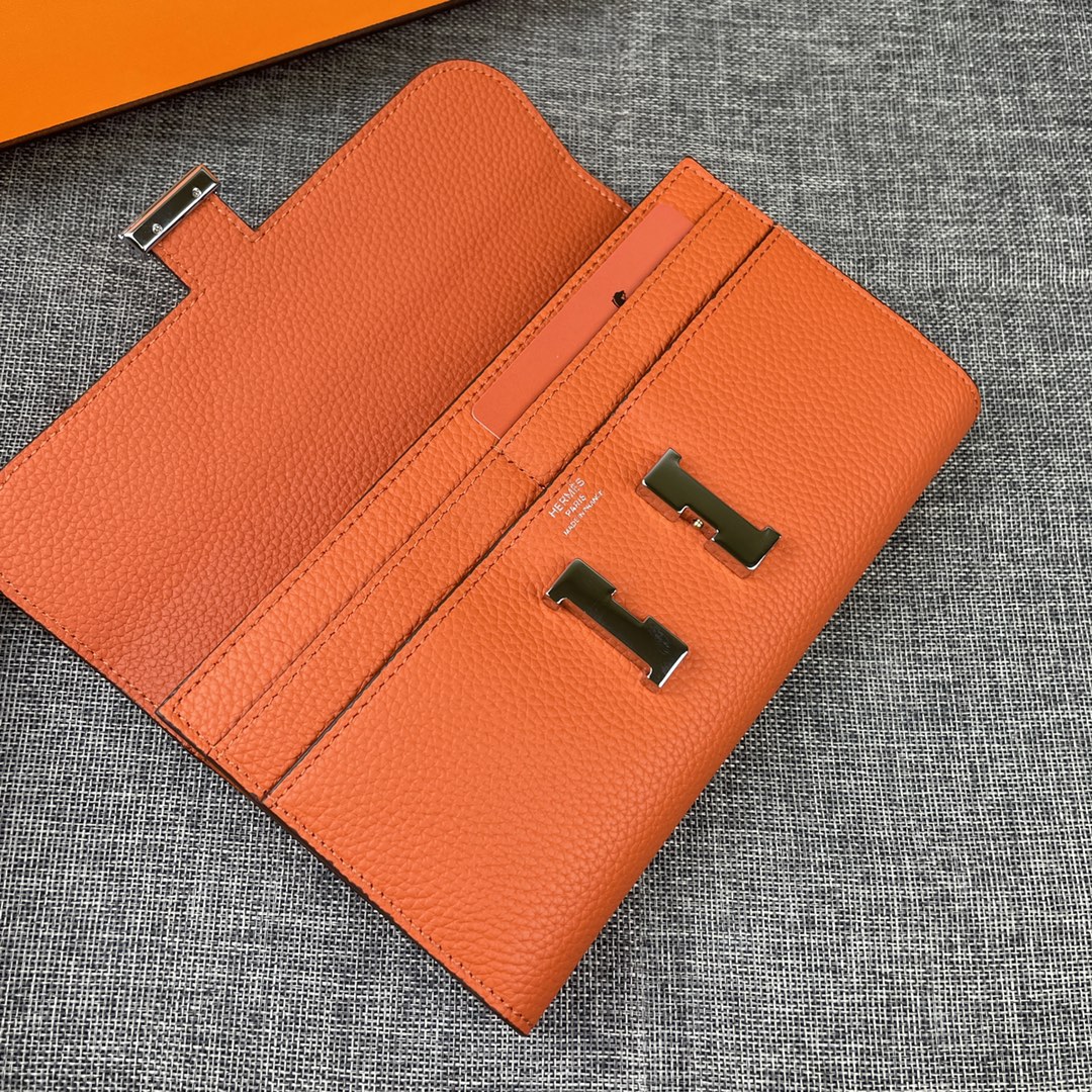 Hermes Constance Togo Long Wallet Silver Toned Hardware 20cm