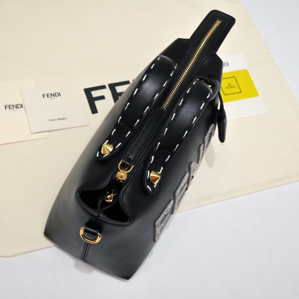 Fendi By The Way Medium Boston Bag Elaphe Black 27cm