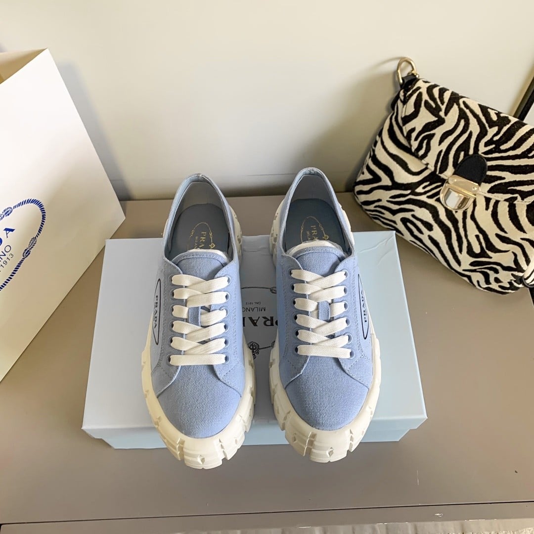 Prada Double Wheel Nylon Gabardine Sneaker Light Blue 1E260M3Lfxf0591F050