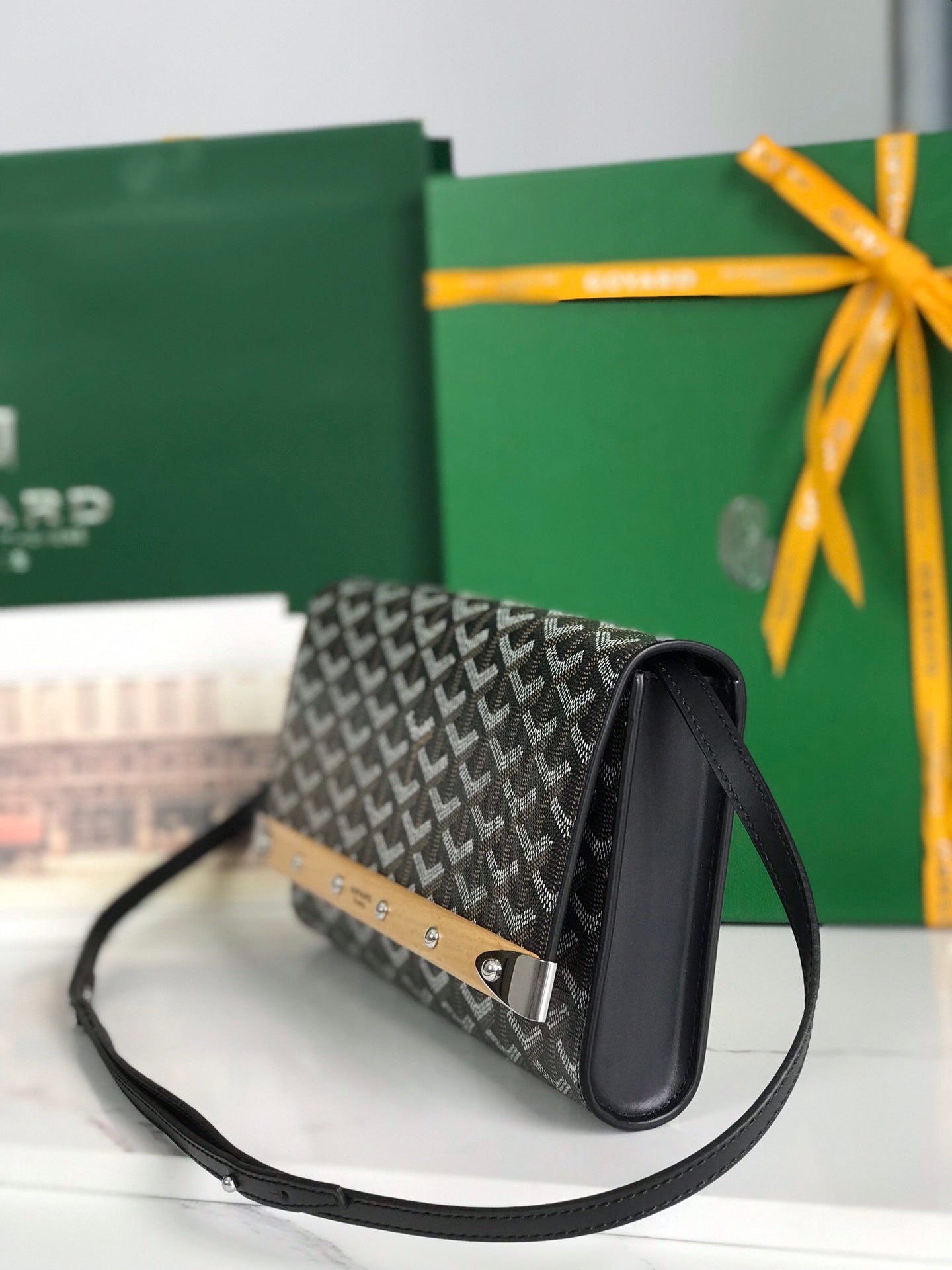 Goyard Monte-Carlo Pm Clutch 25 Cm Black Goyardine Canvas