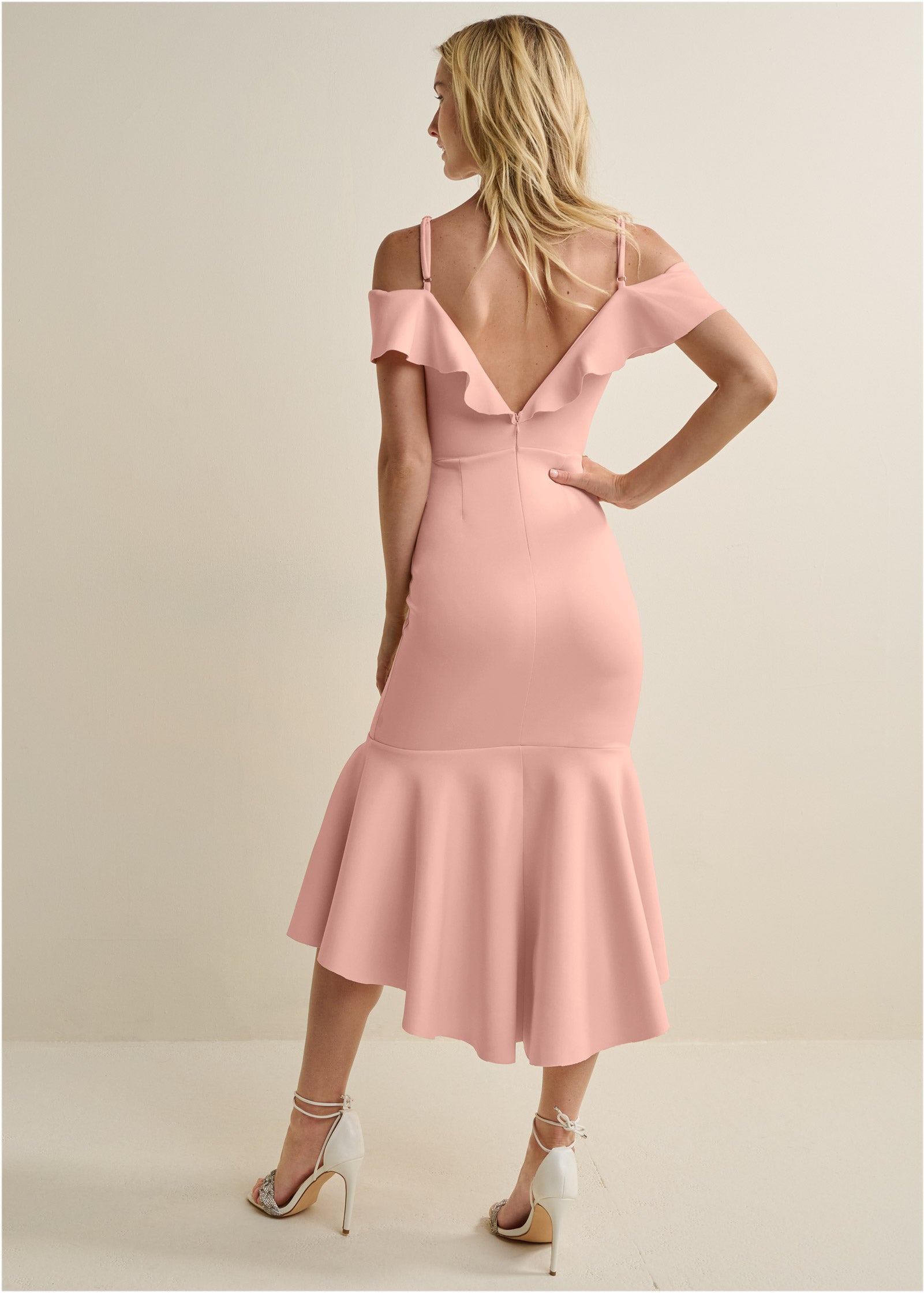 Ruffle Midi Dress  – Blush