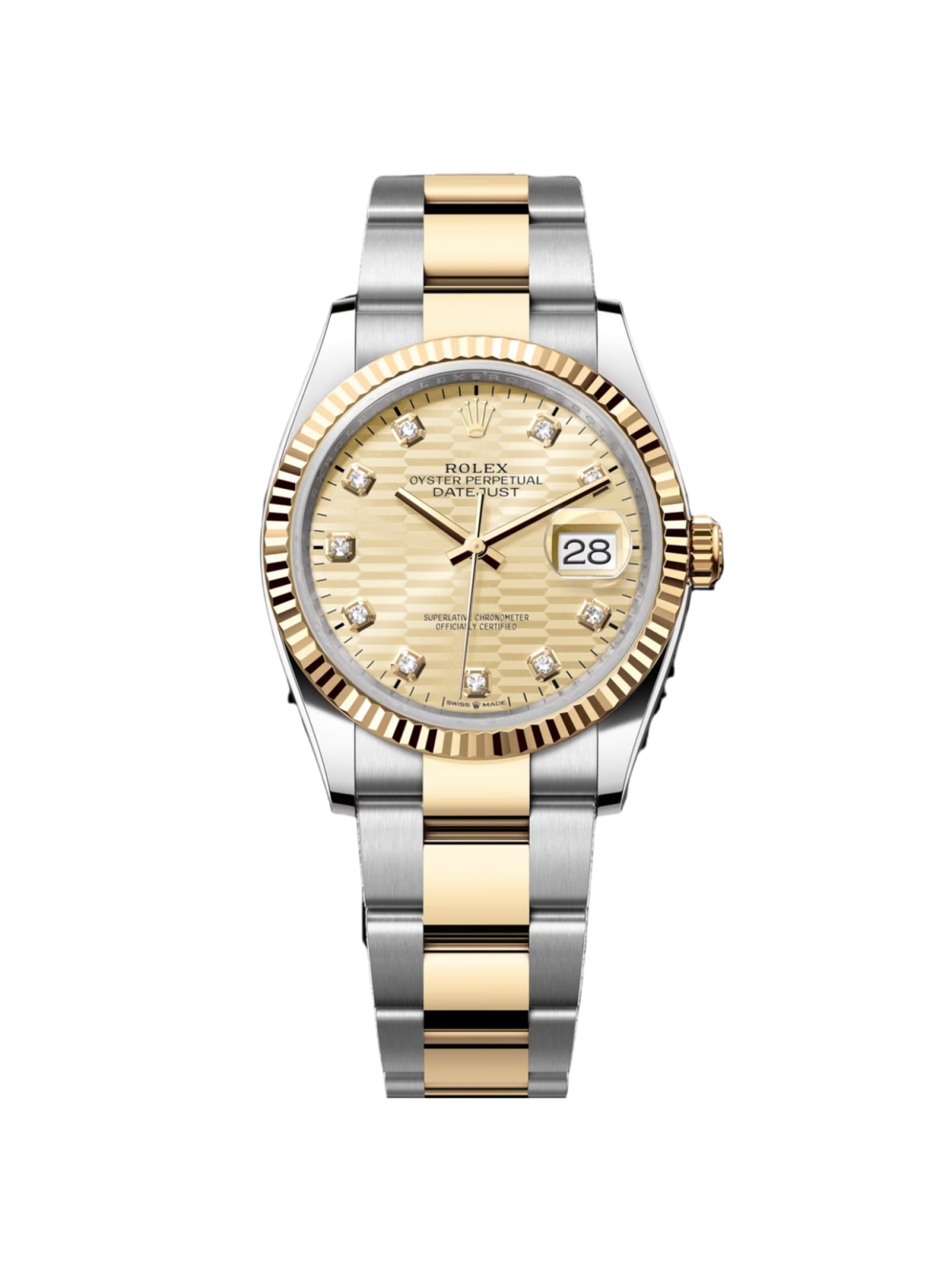 Rolex  Datejust 36mm 126233 Champagne Fluted Motif Diamond Dial Jubilee Bracelet