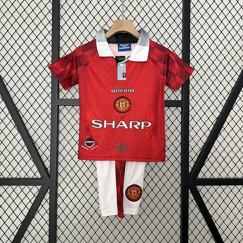 Retro Kids 1996-97 Kids Manchester United home CANTONA BECKHAM GIGGS KEANE Football jersey retro