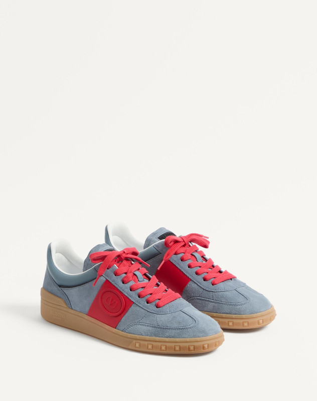 VALENTINO UPVILLAGE LOW TOP SNEAKER IN SPLIT LEATHER AND CALFSKIN NAPPA LEATHER