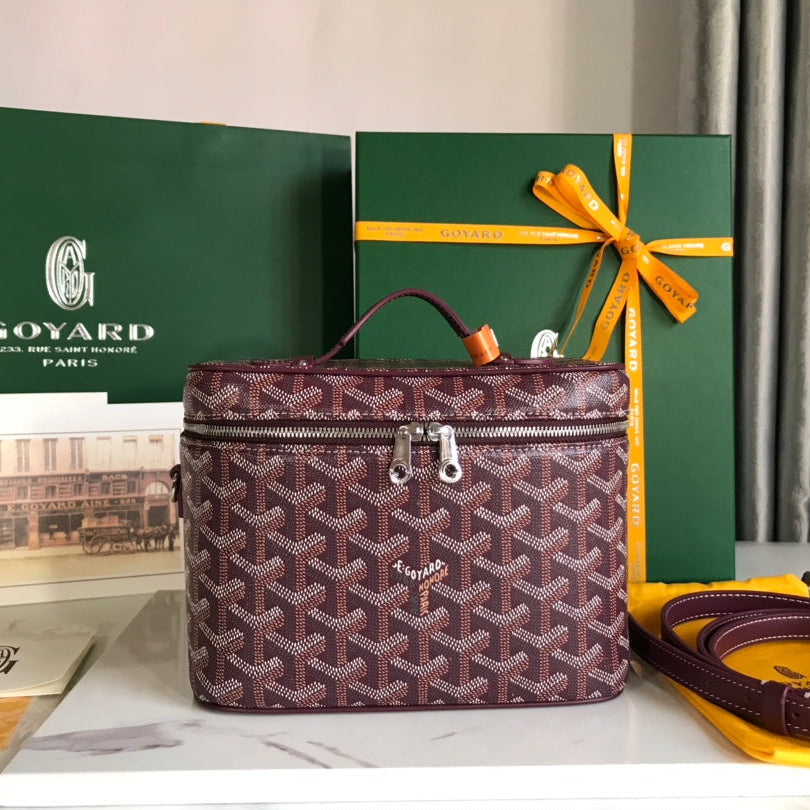 Goyard Muse Vanity Case 20 Cm Wine Red Goyardine Canvas