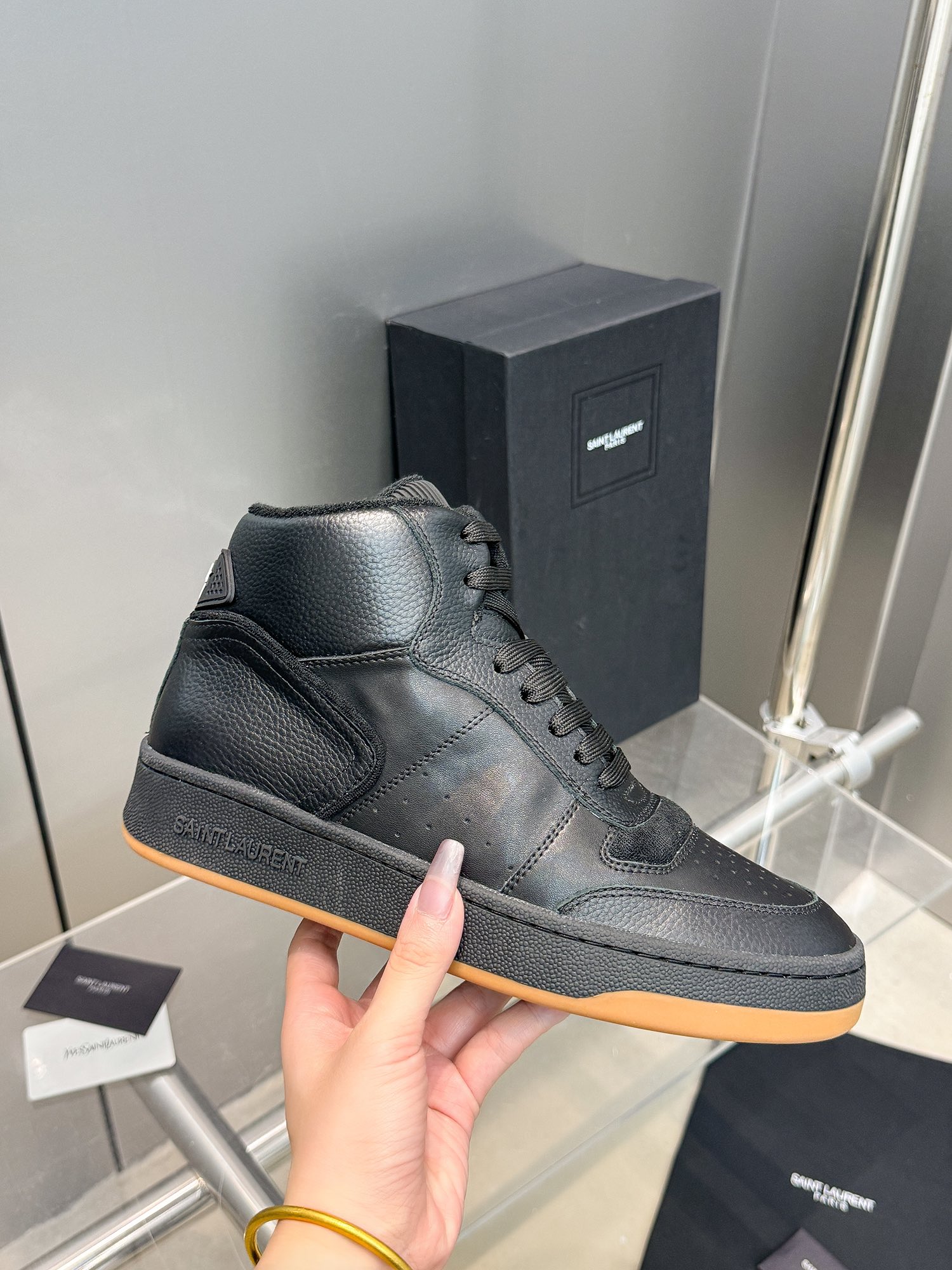YSL Leather High Top Sneakers
