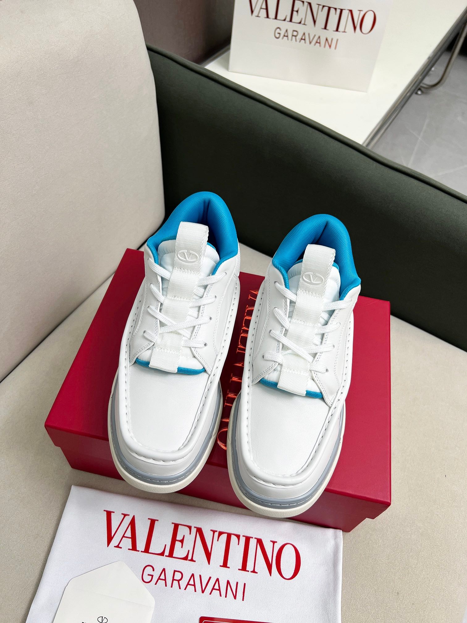 VALENTINO CALFSKIN LEATHER MID-TOP RUNBOOT SNEAKER
