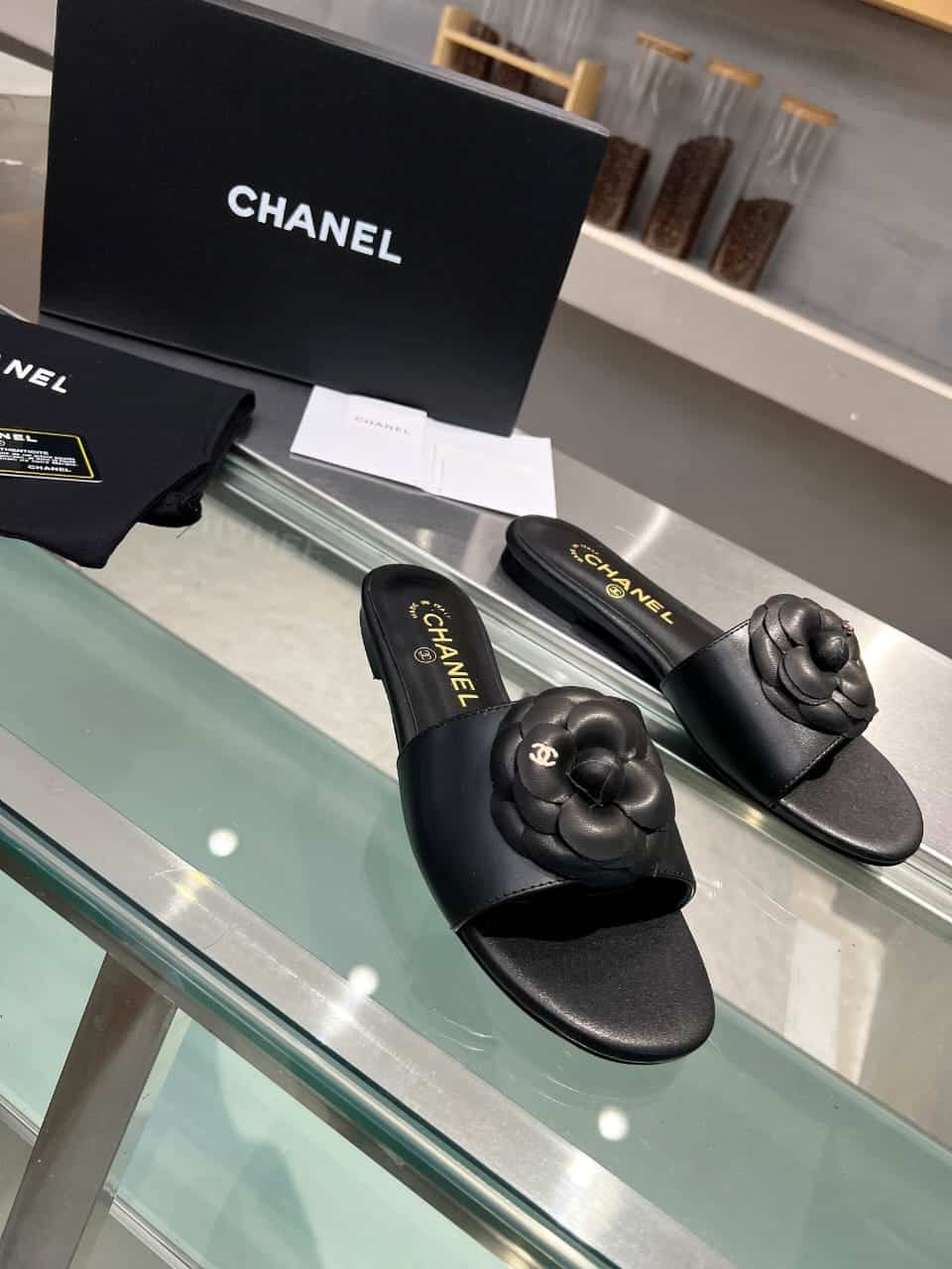 Chanel Mules With Camellia In Black G45499 X01000 94305