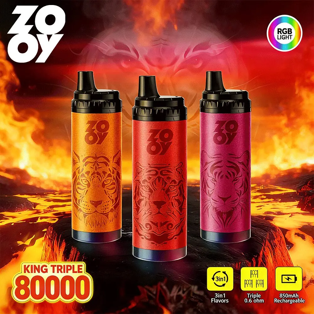 ZOOY King Triple 80000 80K Puffs 3 in 1 Flavors Original Rechargeable RGB Light Disposable Vape