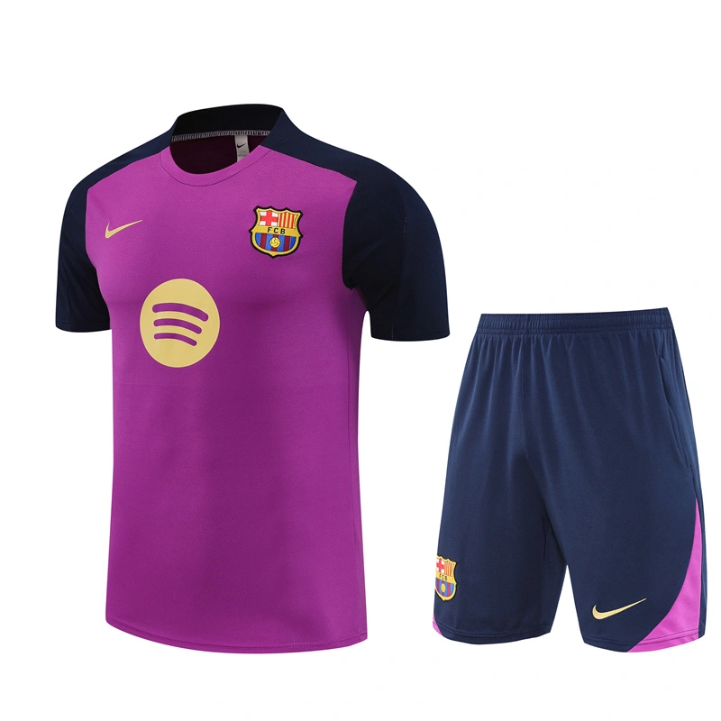 2025-26 short sleeved Barcelona purple short-sleeved suit