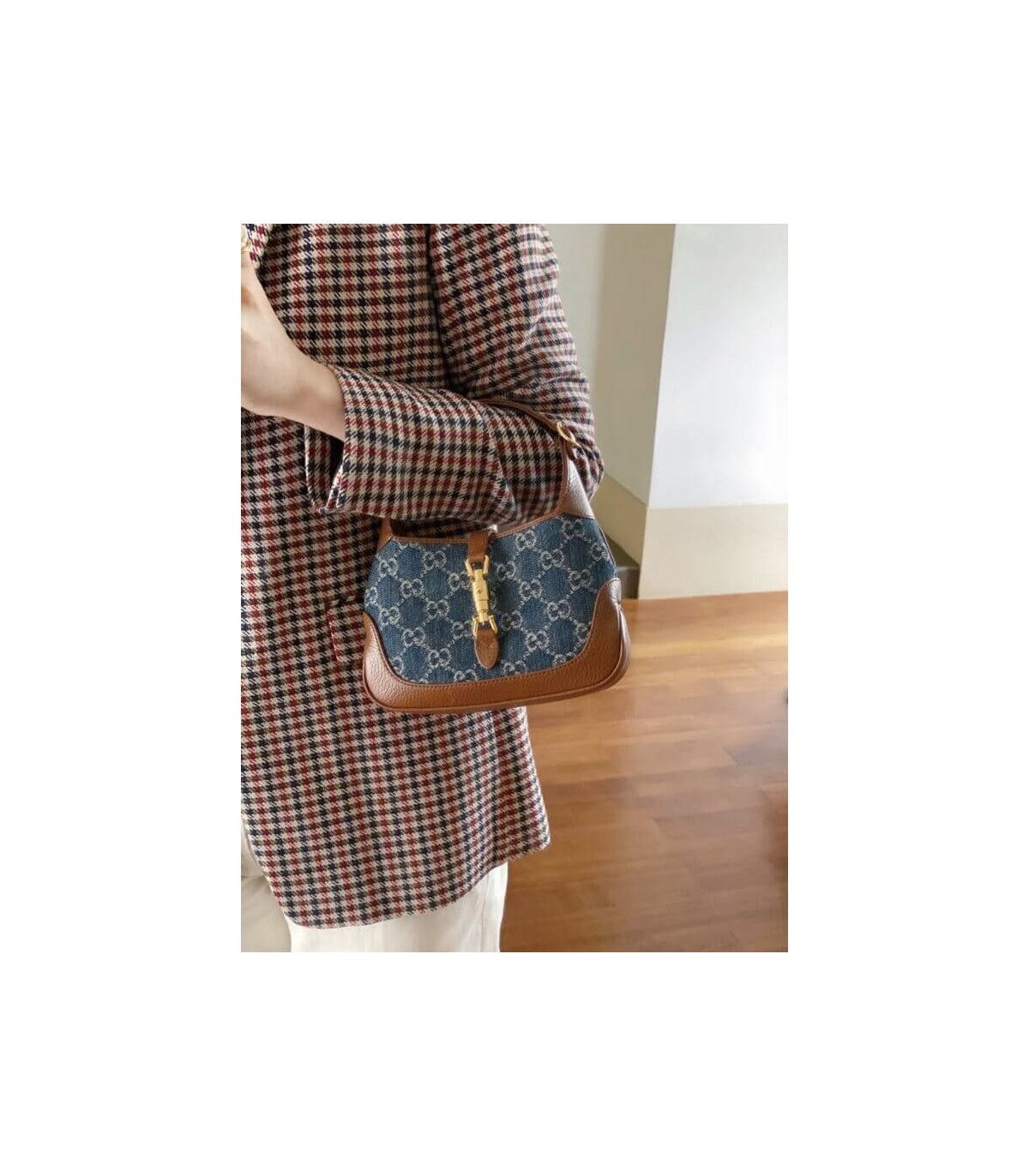 Gucci Jackie 1961 Mini Shoulder Bag in Blue Jacquard Denim 19cm