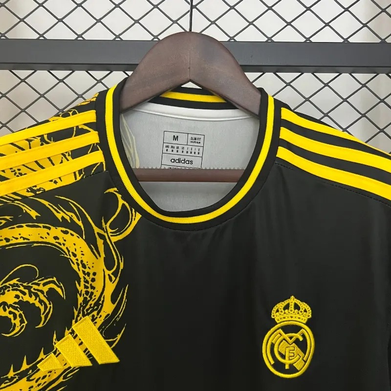 2024/2025 Real Madrid Special Glod Dragon Black Football Shirt 1:1 Thai Quality