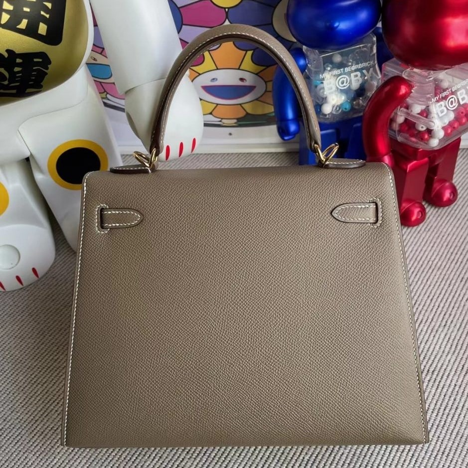 Hermes Kelly Epsom Ck18 Etoupe Gold Hardware 28Cm