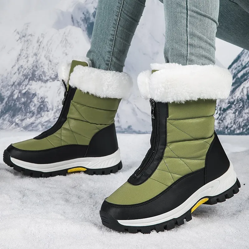 Winter Shoes Waterproof Boots Women Snow Boots Plush Warm Ankle Boots For Women Female Cotton Shoes Booties
