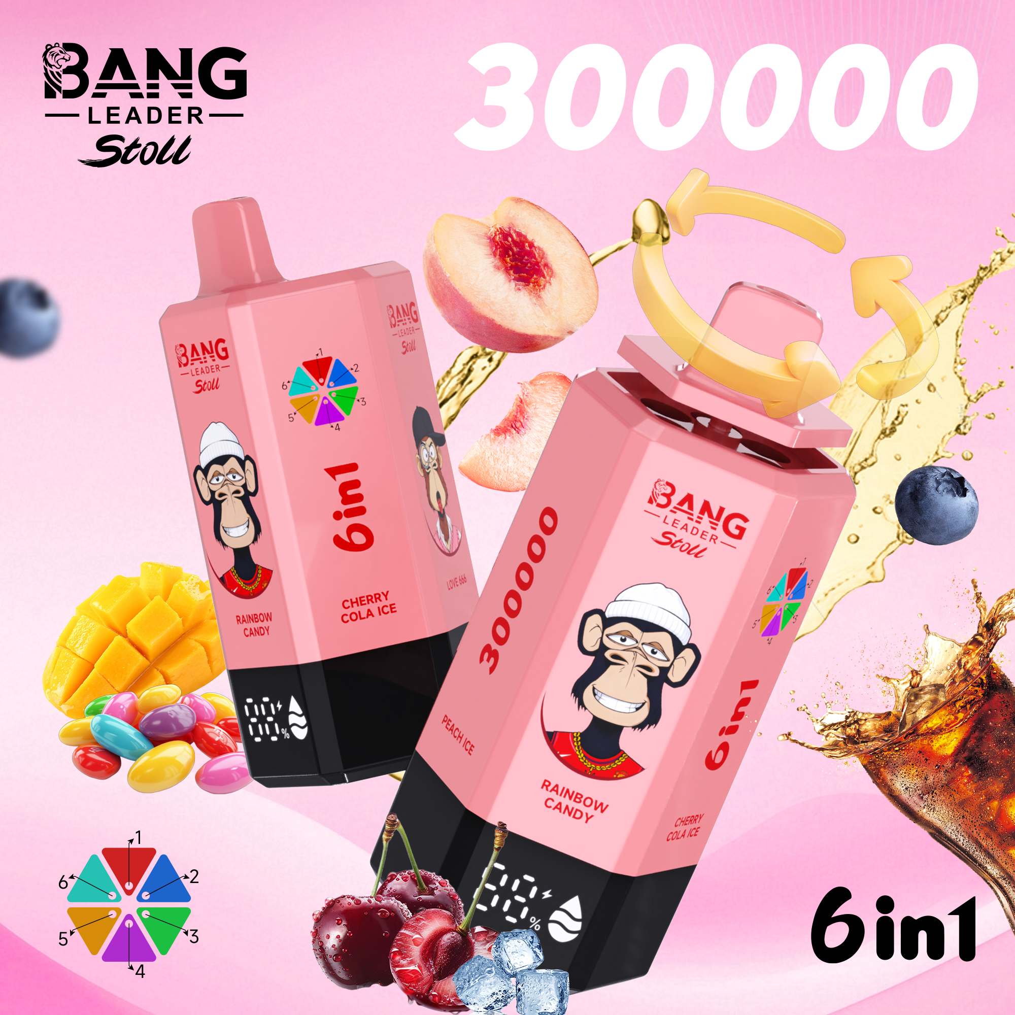 Bang Leader Stoll 300K Puffs 6-in-1 Prefilled Vape | Multi-Flavor,  Rechargeable