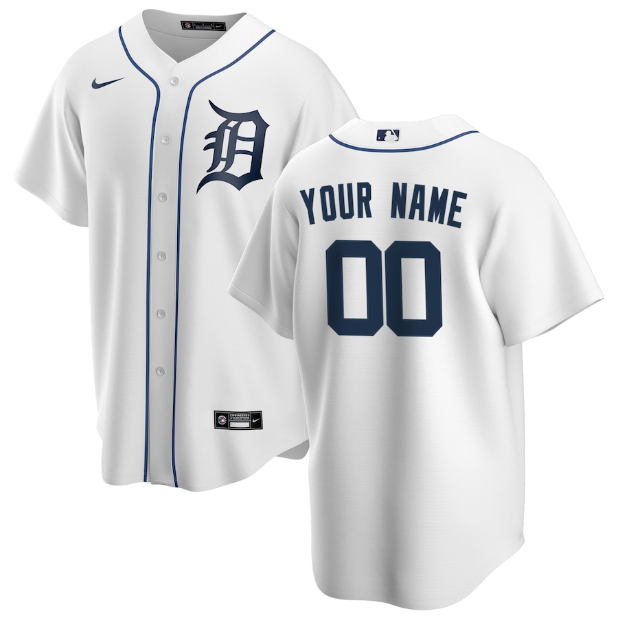 Detroit Tigers Home Custom Jersey White