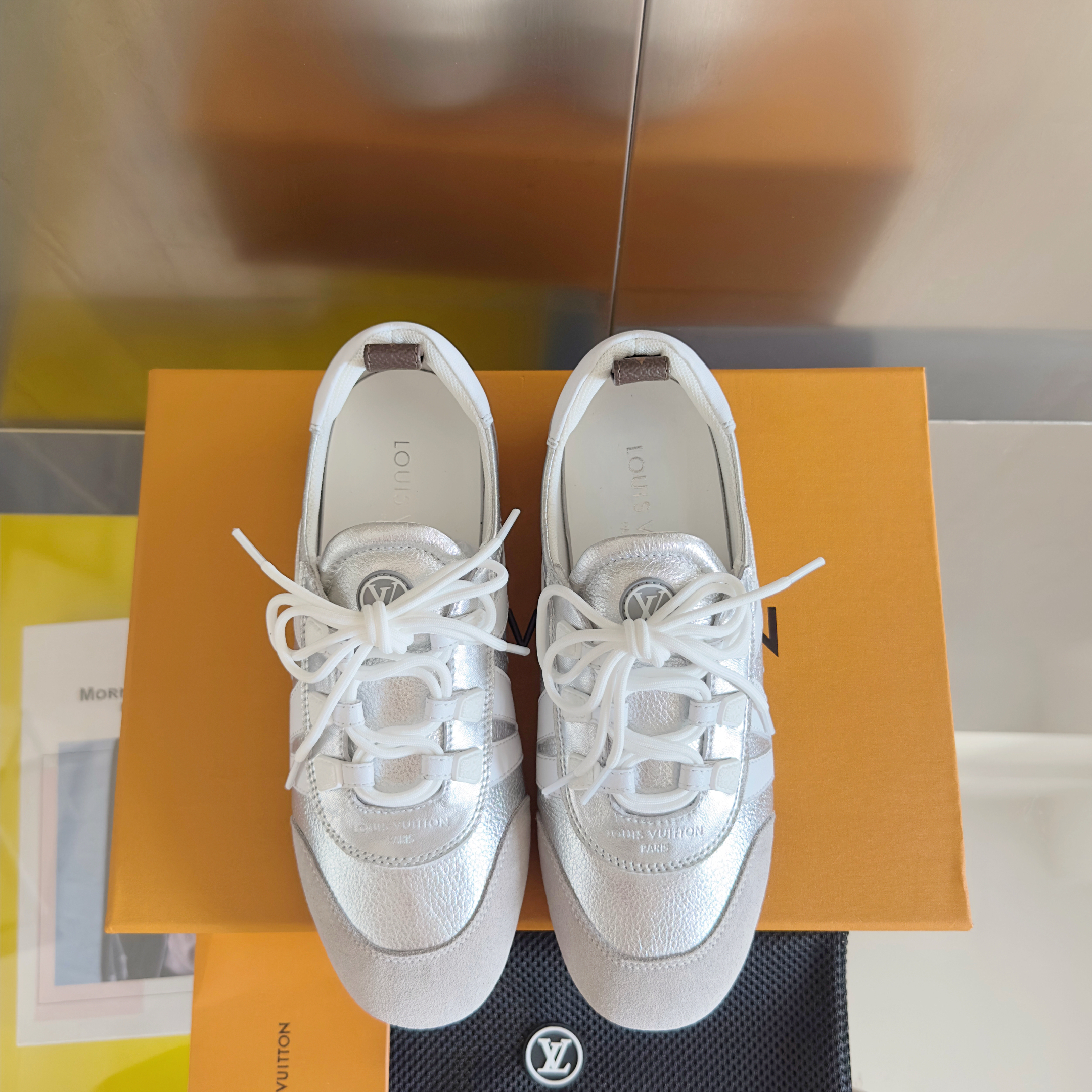 Louis Vuitton Sneakerina Silver White – Women’s Slim Sneakers