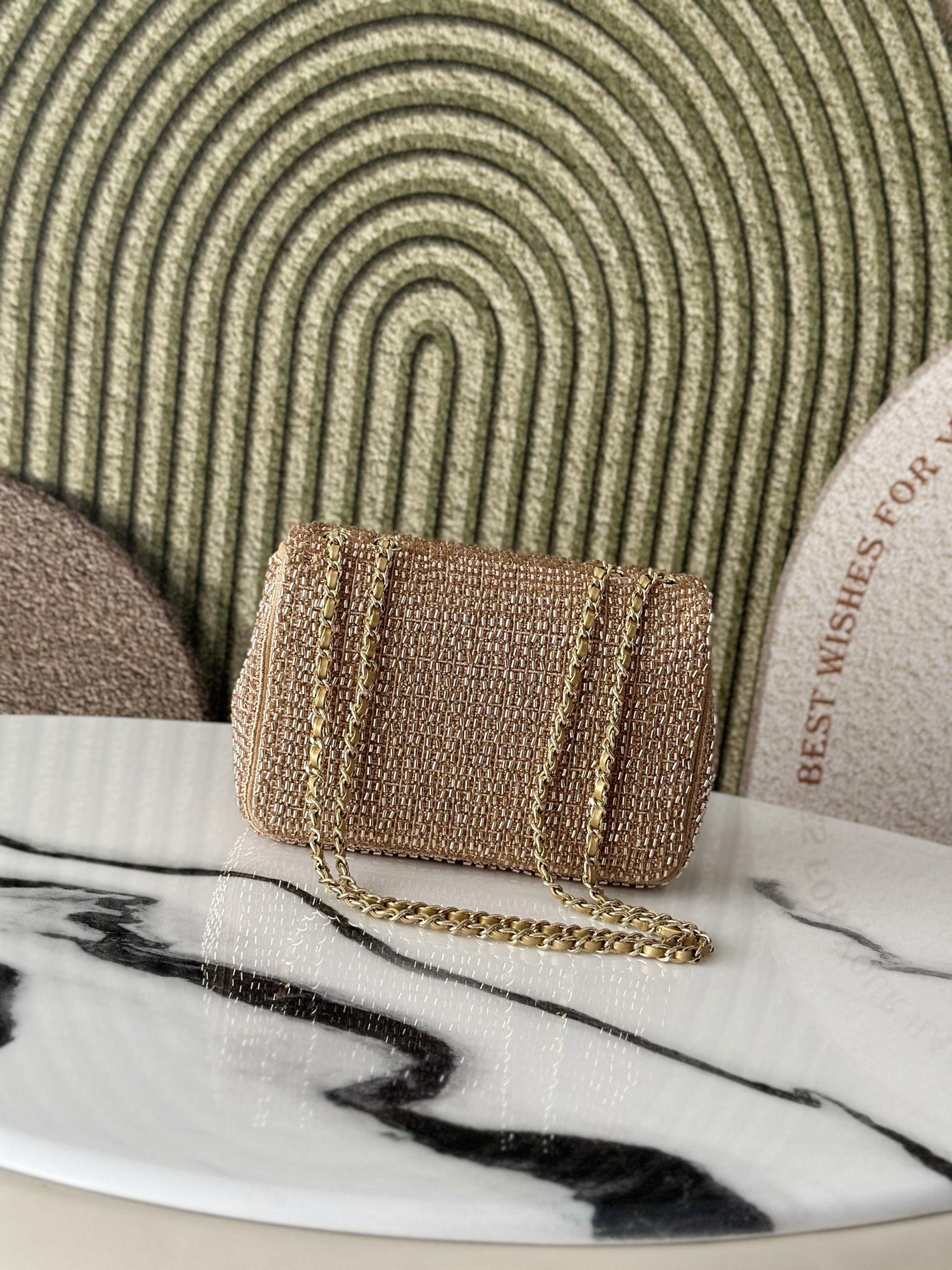 Classic Flap Mini in Gold Crystal Embellished Lambskin with Gold-Tone Hardware