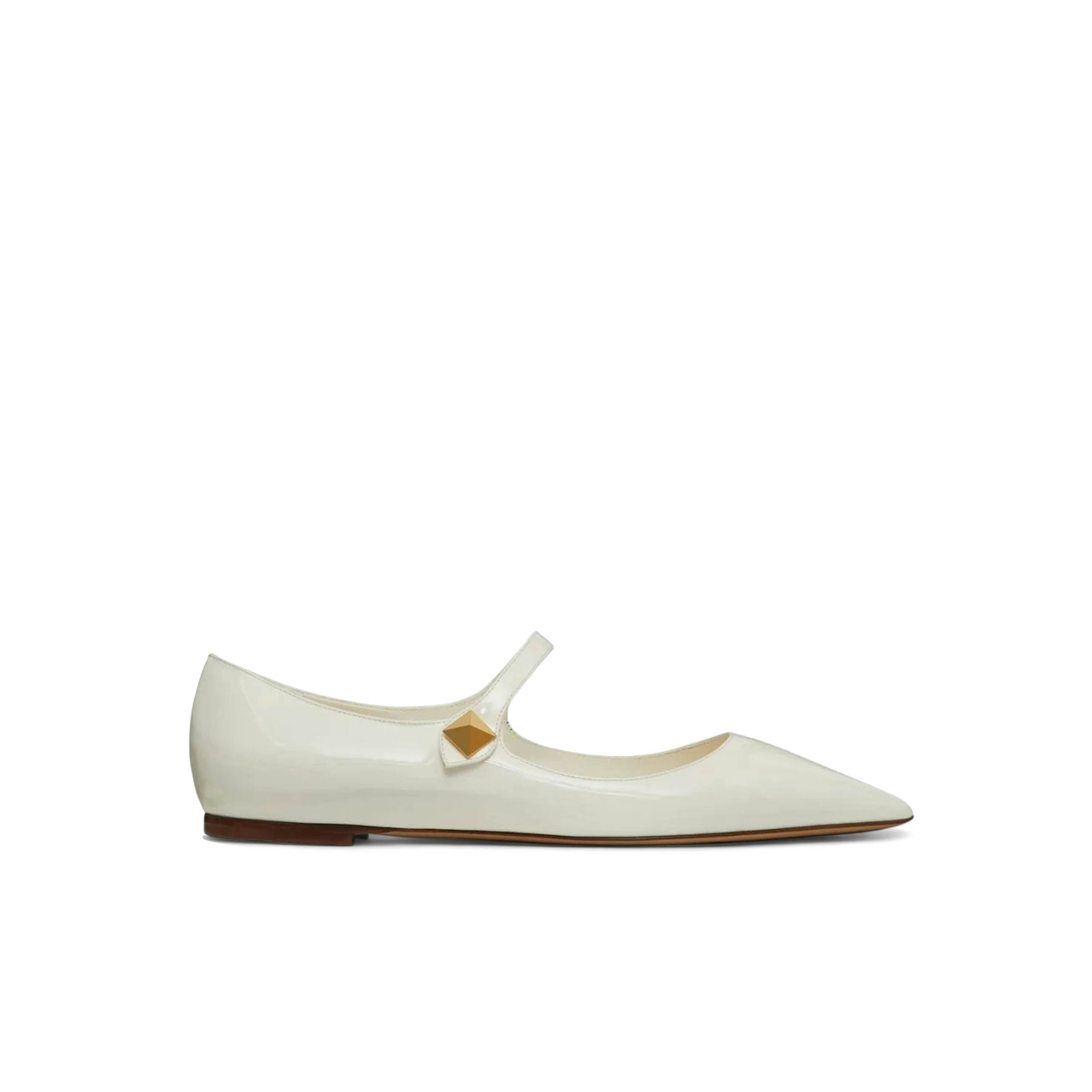 Valentino Garavani Tiptoe Patent Leather Ballet Flats Ivory 2W2S0Gc3Eru098