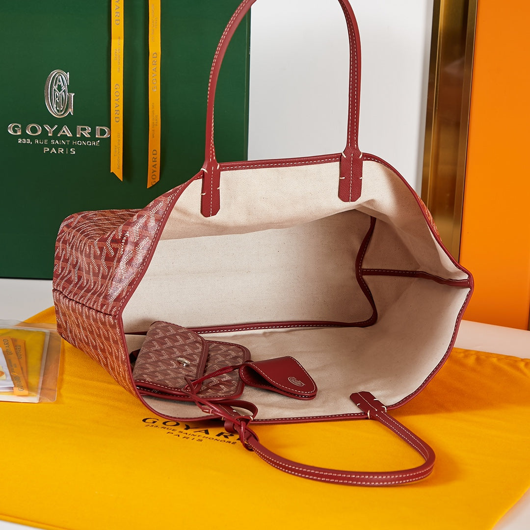 Goyard Saint Louis Pm 34Cm Dark Red Canvas Chevroches Calfskin