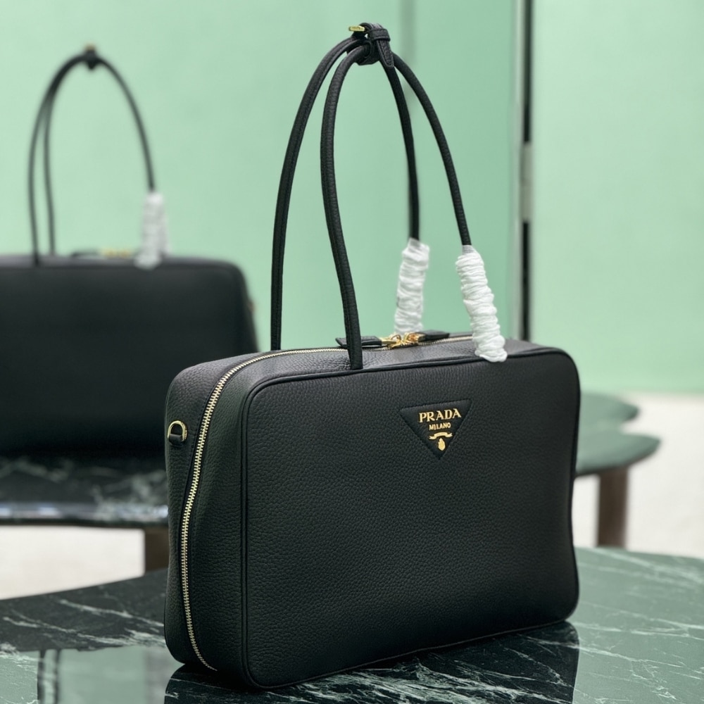 Prada Large Top Handle Bag Black 35Cm