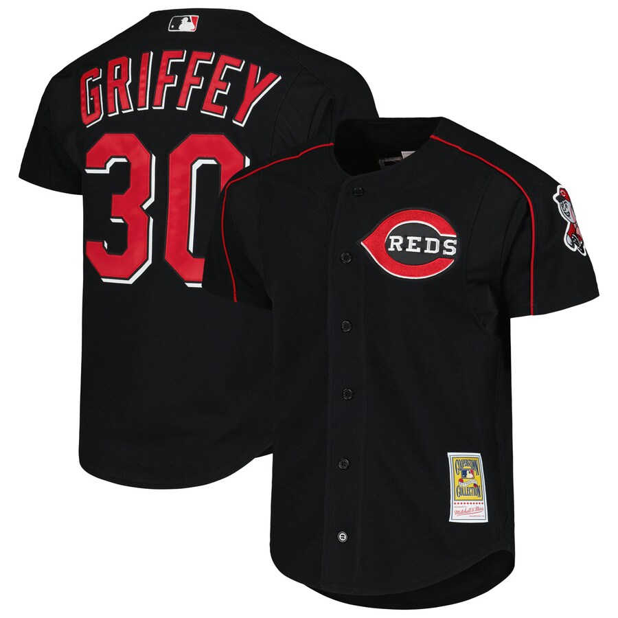 Ken Griffey Jr. Cincinnati Reds Mitchell&Ness Cooperstown Collection Mesh Batting Practice Jersey Black