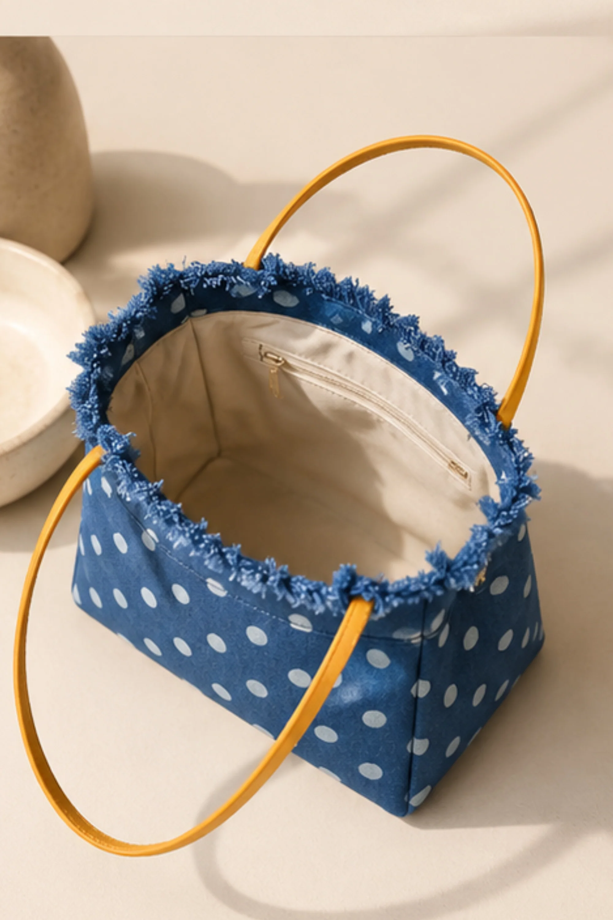Polka Denim Belle Bag