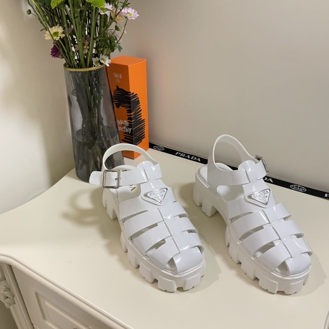 Prada Monolith Foam Rubber Sandals White 1X853M 3Lkk F0009 F 055