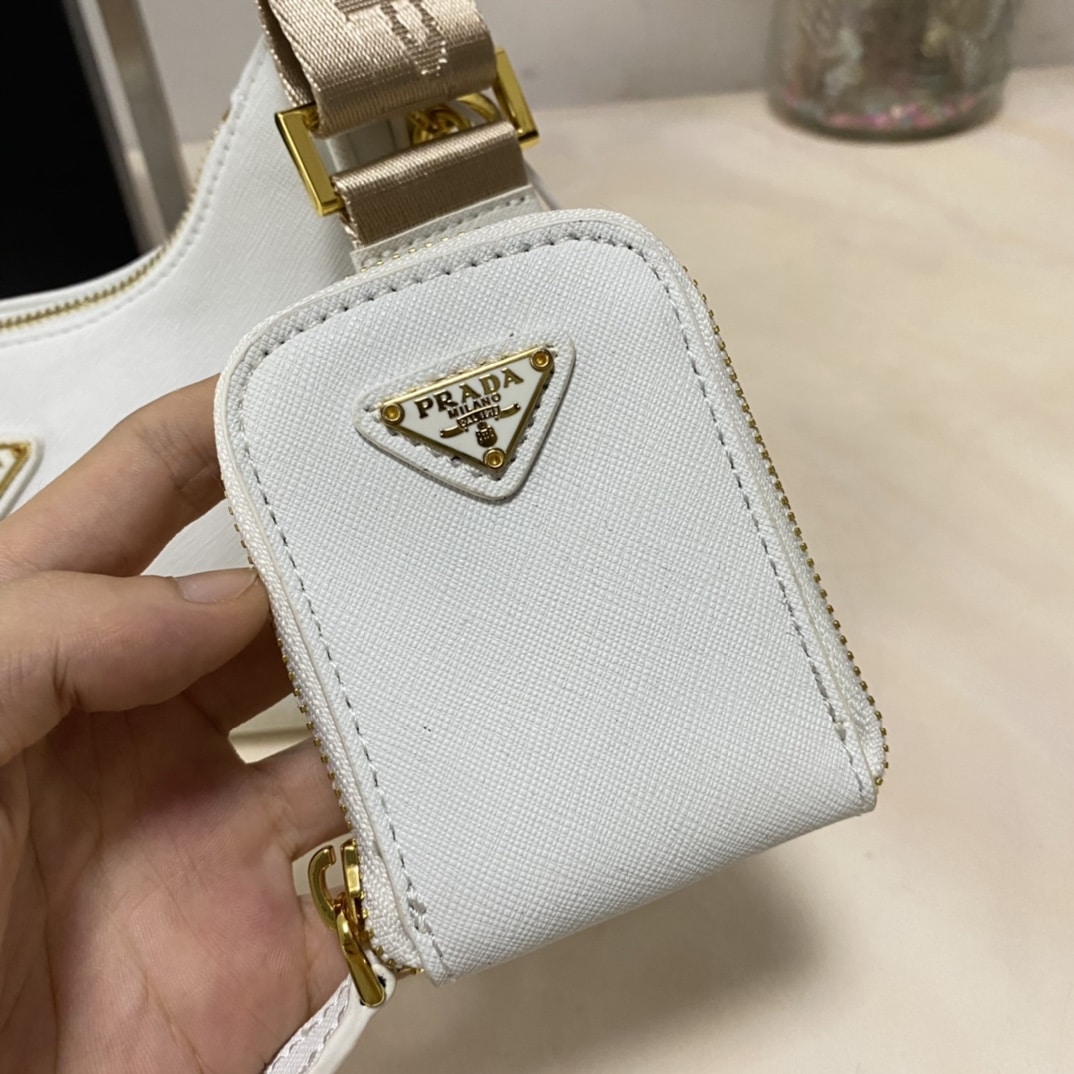 Prada Re Edition 2005 Saffiano Leather Bag White 22cm 1BH204 NZV F02EN V V2M