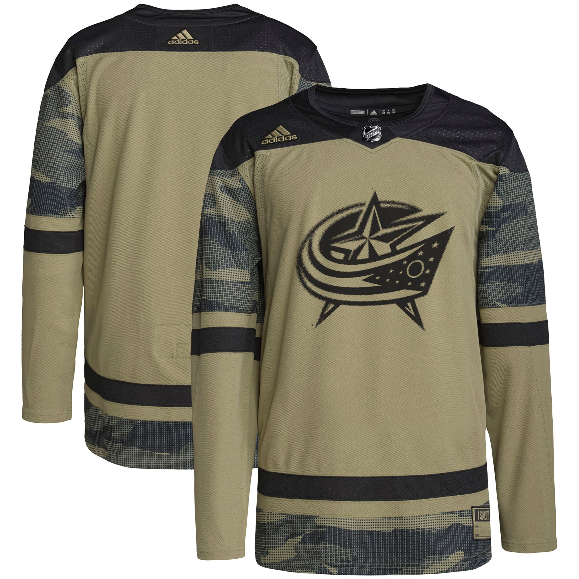 Columbus Blue Jackets adidas Military Appreciation Team Authentic Practice Jersey – Camo