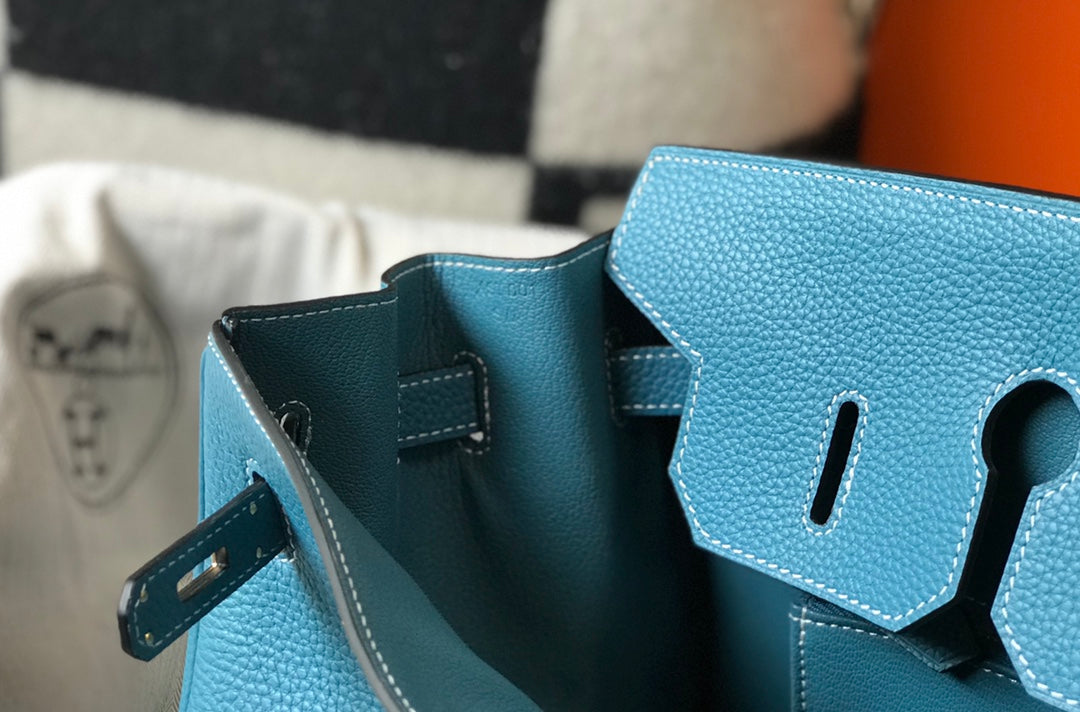Hermes Birkin 35Cm Blue Togo Leather Gold Hardware