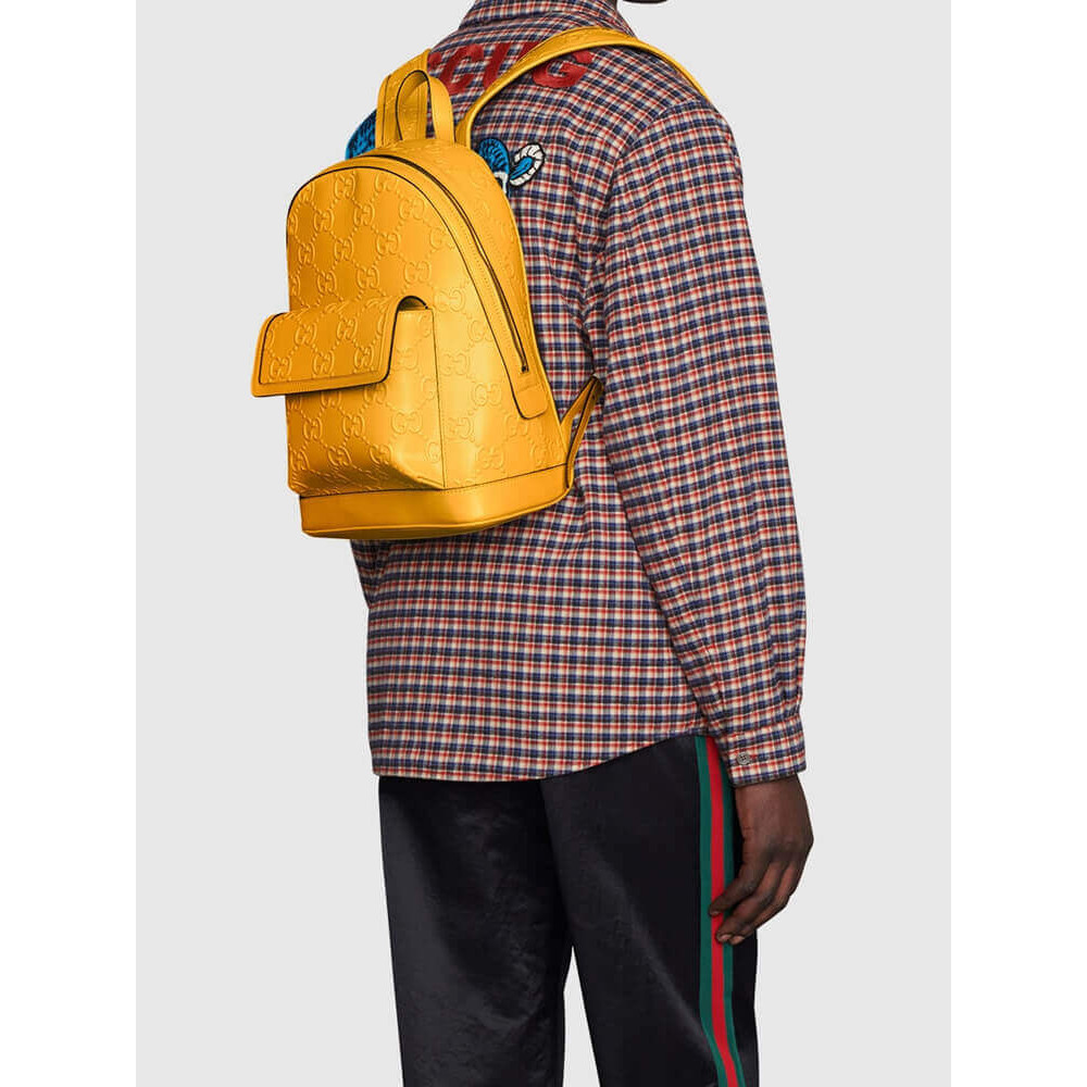 Gucci GG Embossed Backpack in Yellow Leather