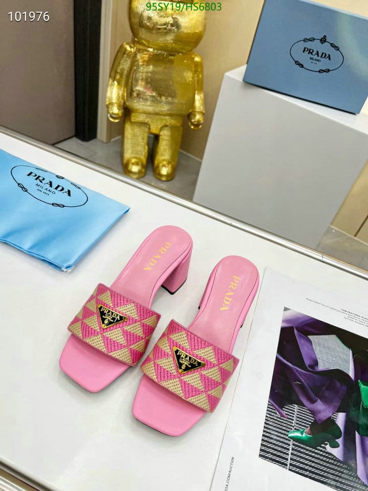 Prada Triangolo Jacquard Mules Pink