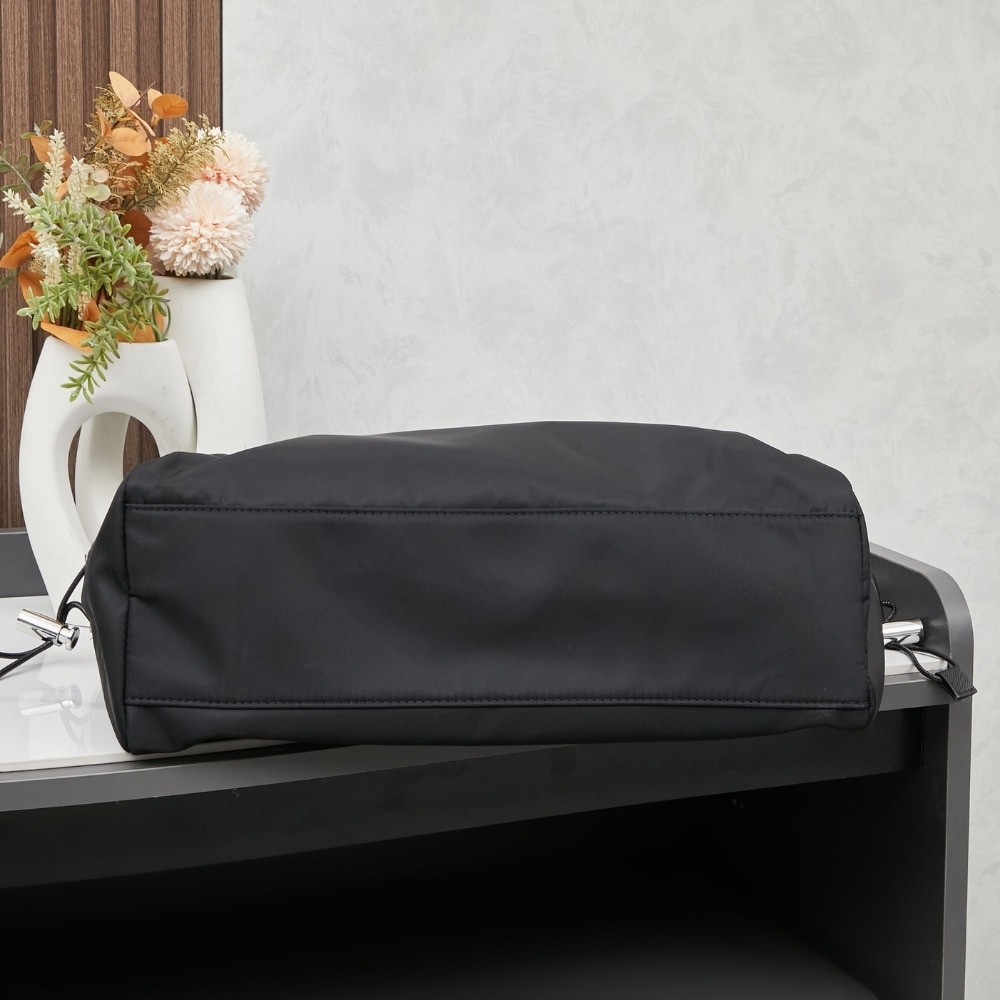 Prada Re Nylon And Saffiano Tote Black 39Cm