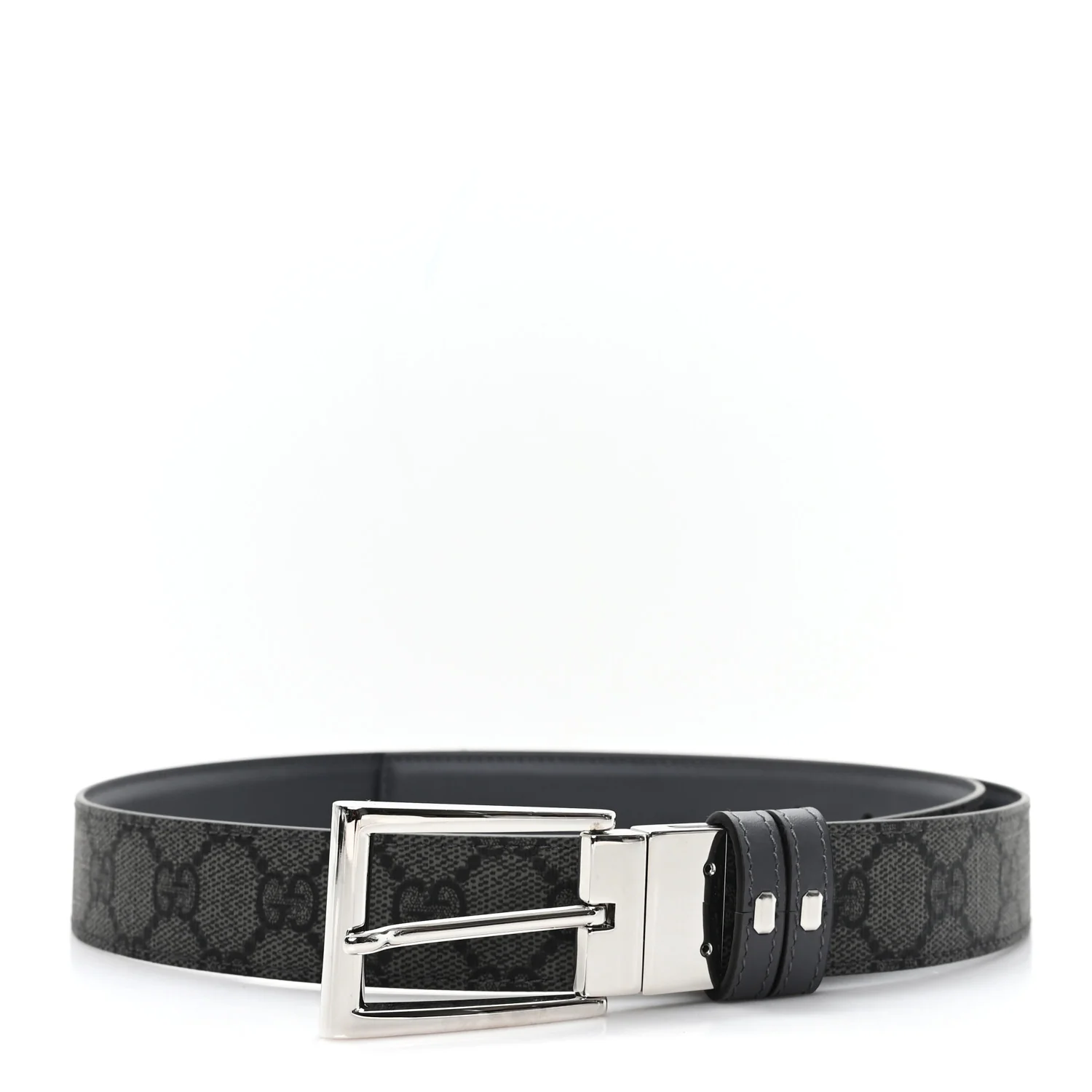 Selleria Calfskin GG Supreme Monogram Reversible Belt 95 38 Graphite Grey Black