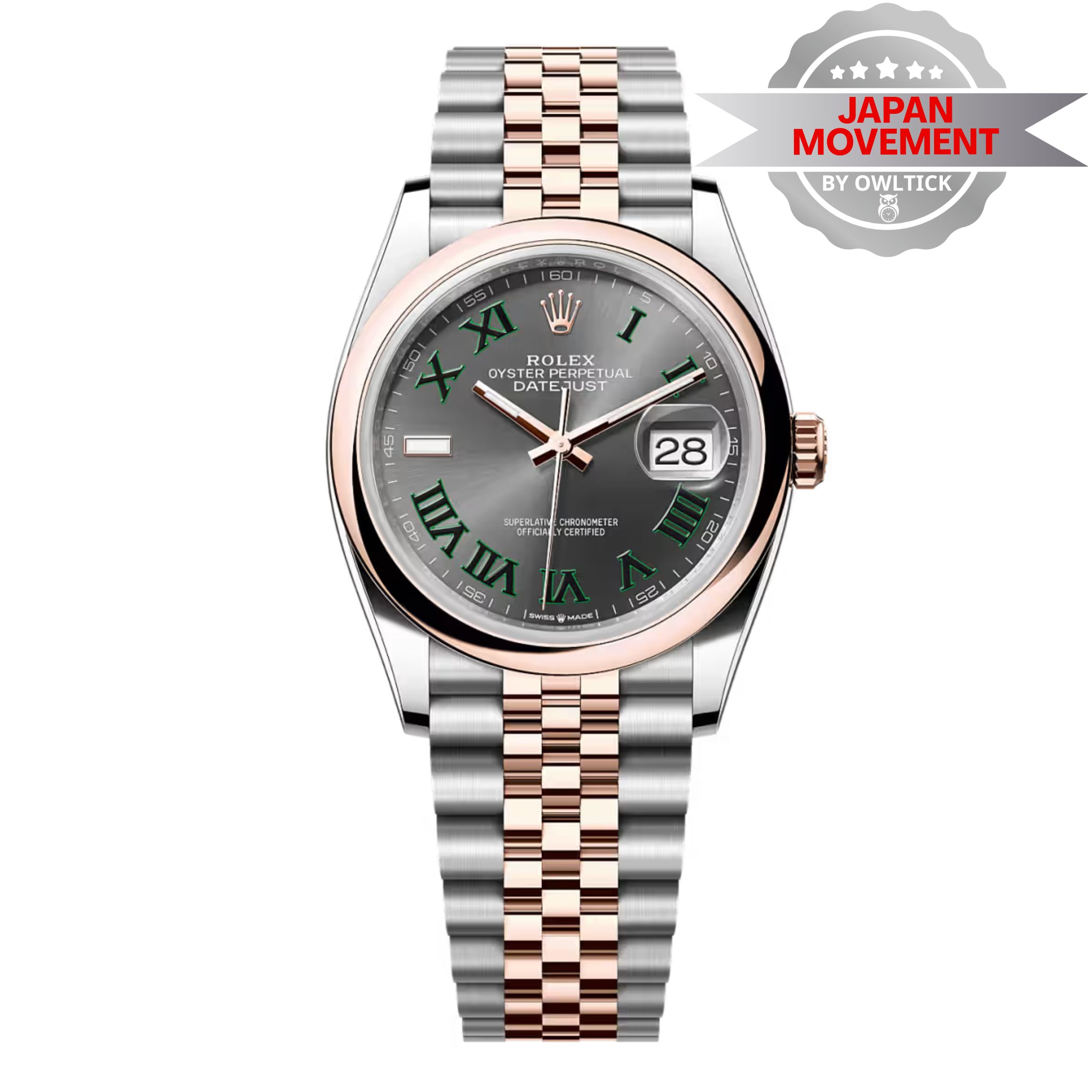 [Superclone] Rolex Datejust 36mm Slate Dial Everose Smooth Jubilee 126201